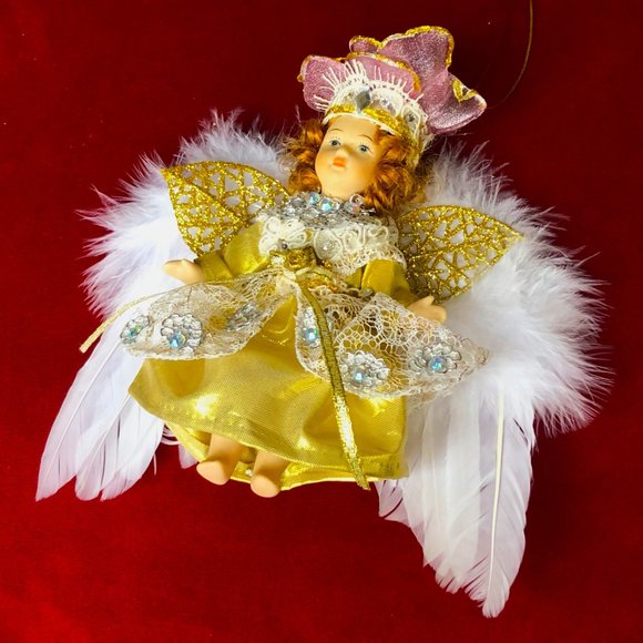 Handcrafted Upcycled Glammed-up Porcelain Doll Christmas...